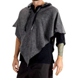 'Hooded Cowl' Medieval Half Cloak - Stone Gray/Black - zootzu