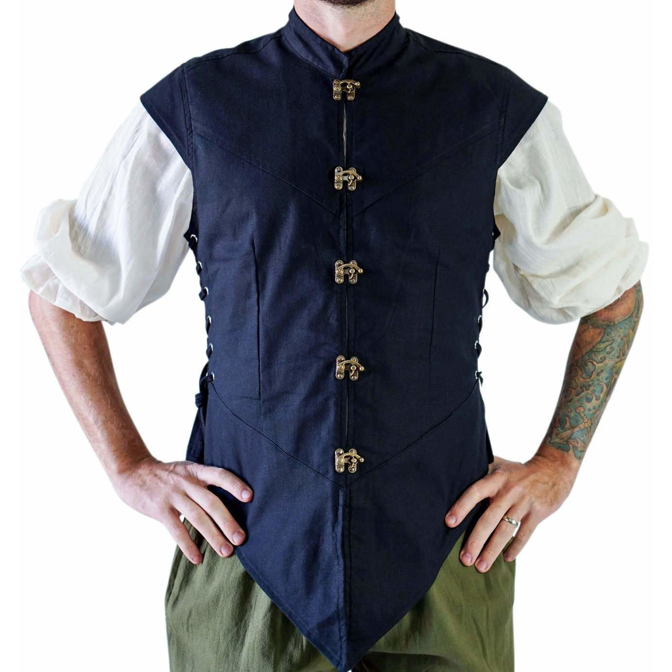 'Doublet' Medieval Vest - Solid Black - zootzu