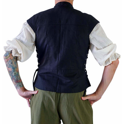 'Doublet' Medieval Vest - Solid Black - zootzu