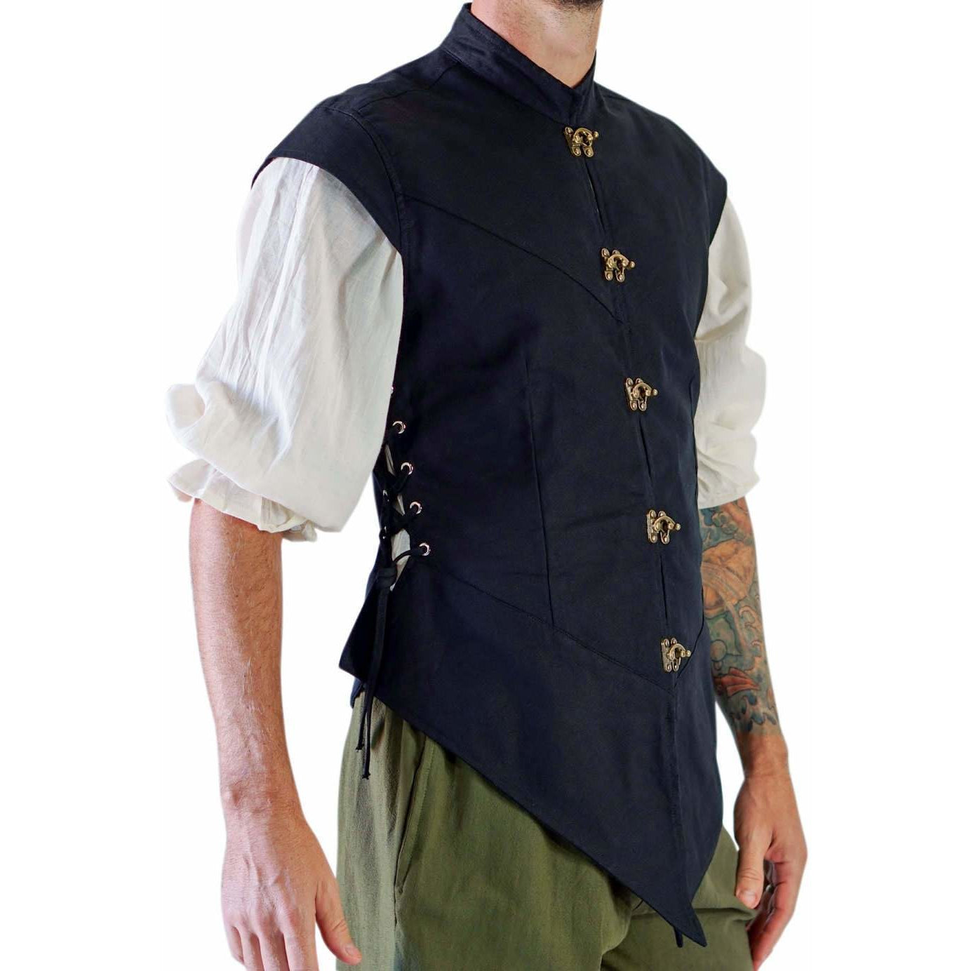 'Doublet' Medieval Vest - Solid Black - zootzu
