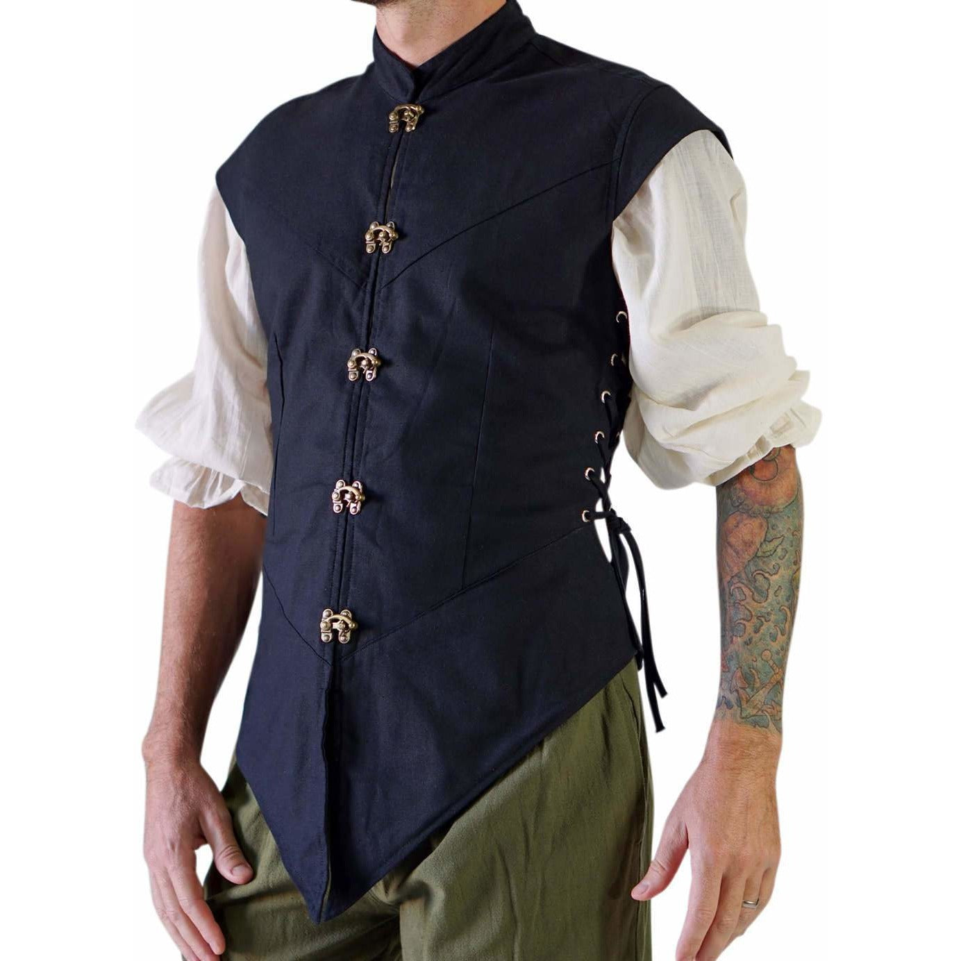 'Doublet' Medieval Vest - Solid Black - zootzu