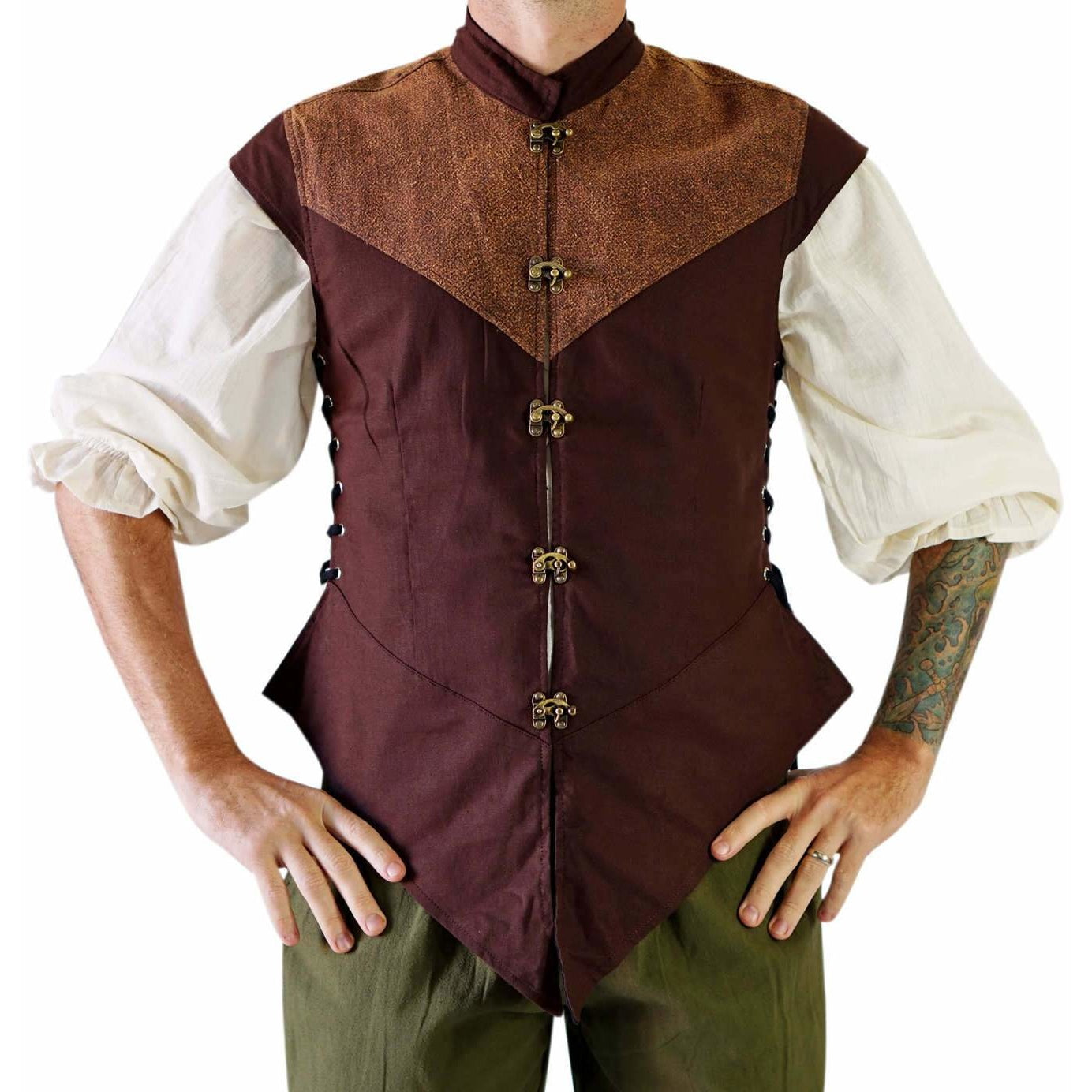 'Doublet' Medieval Vest - Brown/Stone Brown - zootzu
