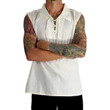 'Rogue' Medieval Sleeveless Shirt - Pointed Collar, Cream - zootzu