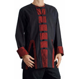 'Pirate Jacket' Silk Trim Shirt - Black/Red - zootzu