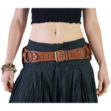 'Scallop' Leather Utility Belt - Brown - zootzu