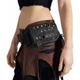 Steampunk' Leather Utility Belt, Boho  - Black - zootzu