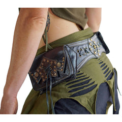 Single Leaf Pouch' Medieval Leather Utility Belt, Boho - Black – Zootzu Garb