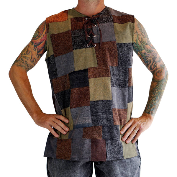 'Freeman' Medieval Shirt, Sleeveless - Patchwork - zootzu