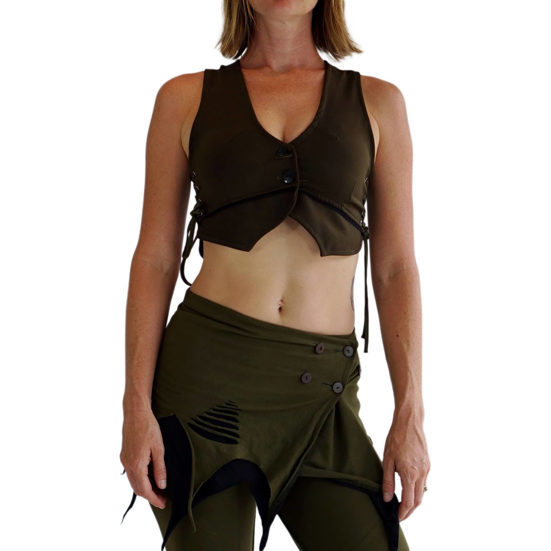Petal Vest' Boho  Festival - Army Green - zootzu