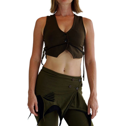 Petal Vest' Boho  Festival - Army Green - zootzu
