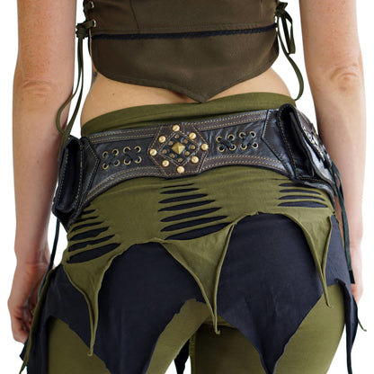 'Star' Leather Utility Belt, Steampunk - Black - zootzu