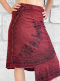 'Wrap Around Skirt' Short Embroidered - Red