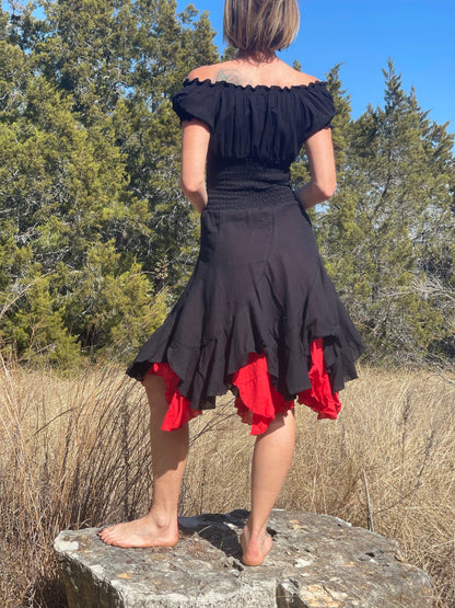 Willow Dress SS - Black/Red