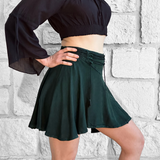 'Short Pixie Skirt' Embroidered Rayon - Green