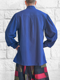 'Merchant' Renaissance Shirt High Collar - Dark Blue'