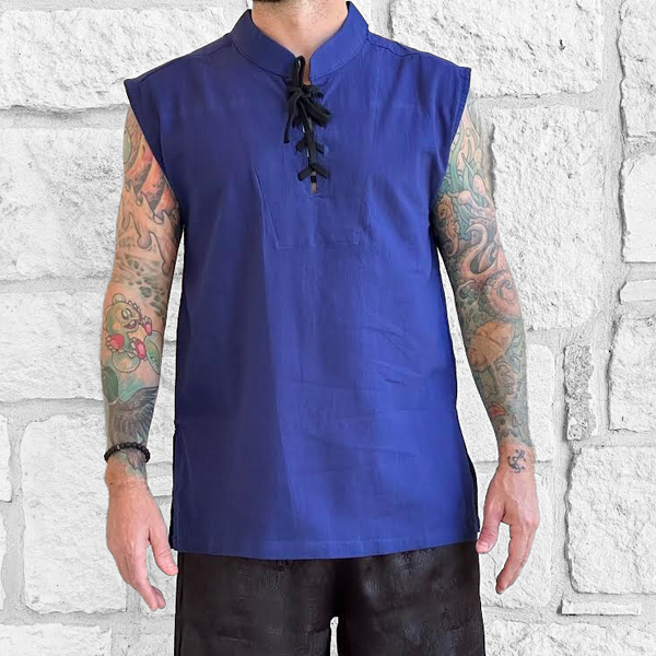 'Rogue' Medieval Sleeveless Shirt - Dark Blue