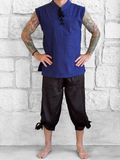 'Rogue' Medieval Sleeveless Shirt - Dark Blue