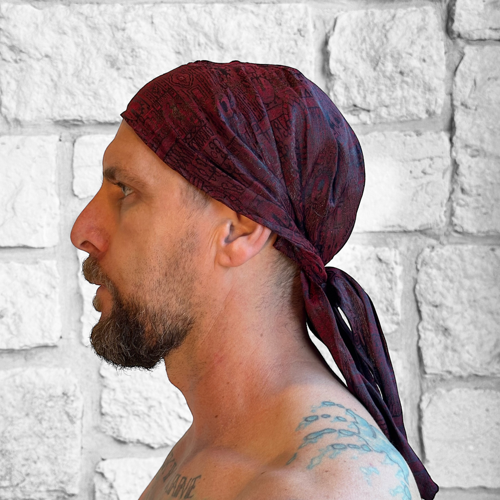 Pirate Bandana' Medieval Hat, Silk - Red or