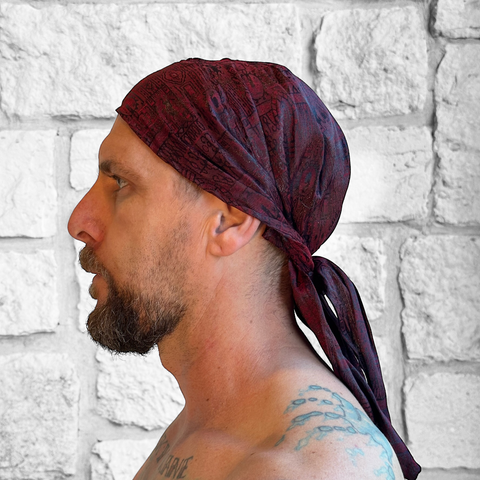 'Pirate Bandana' Medieval Hat, Silk - Red or