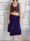 'Wrap Around Skirt' Short Embroidered - Purple