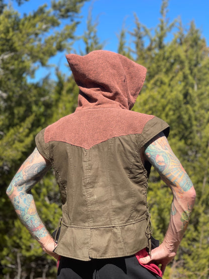 Hooded Doublet - Green/Stone Brown