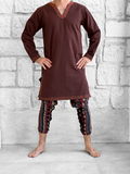 'Viking Shirt' Long Sleeves Medieval - Dark Brown