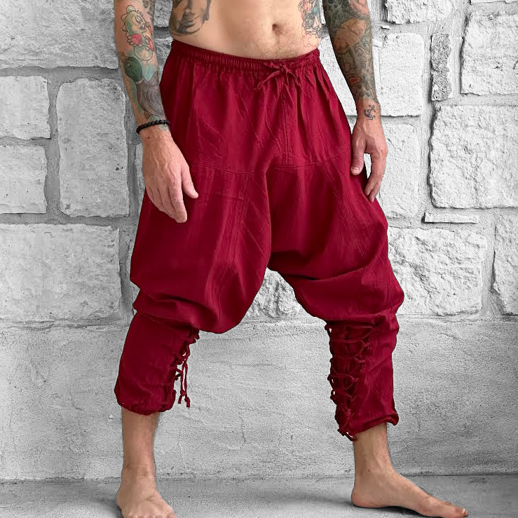 Scallywag Pants Pirate Harem Jester Dark Red Zootzu Garb