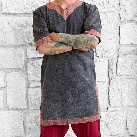 'Viking Shirt Short Sleeves' Tunic - Stone Gray