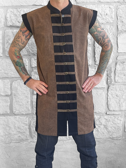 Pirate Vest Long - Stone Brown/Metal