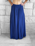 'Sadie' Long Flowing Skirt - Rayon Blue