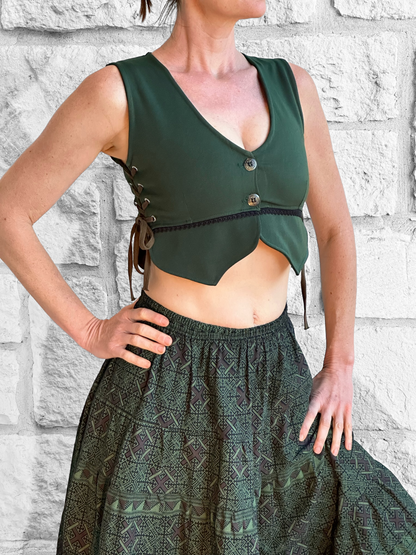 Petal Vest - Dark Green