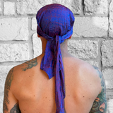 'Pirate Bandana' Medieval Hat, Silk - Purple/Red Sheen