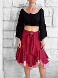 'Willow Two Layer' Skirt - Maroon with Underskirt