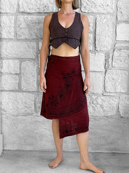 Wrap Skirt Short  - Red