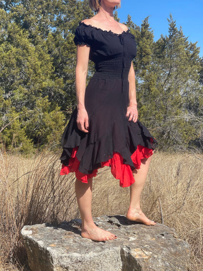 Willow Dress SS - Black/Red