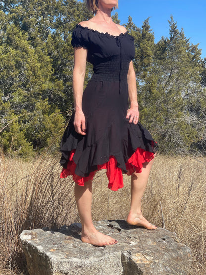 Willow Dress SS - Black/Red