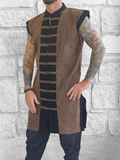 'Long Pirate Vest' - Stone Brown/Metal Buttons