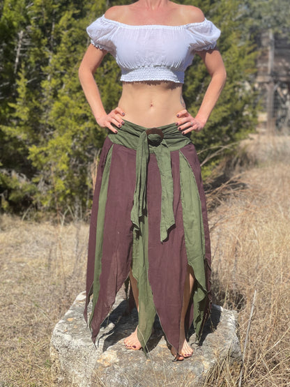 Petal Skirt - Green/Brown