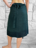 'Wrap Around Skirt' Short Embroidered - Green