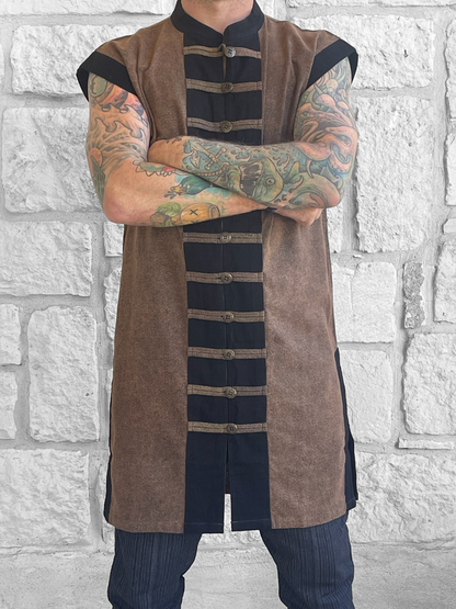 Pirate Vest Long - Stone Brown/Metal