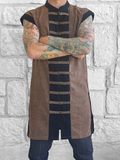 'Long Pirate Vest' - Stone Brown/Metal Buttons