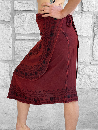 Wrap Skirt Short  - Red