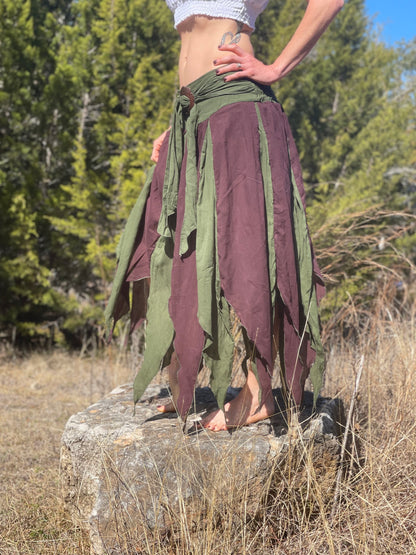 Petal Skirt - Green/Brown