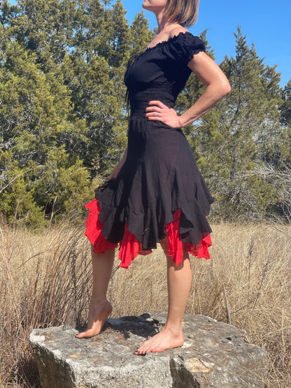 Willow Dress SS - Black/Red
