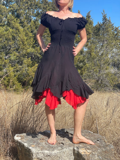 Willow Dress SS - Black/Red