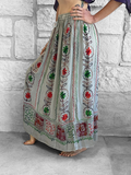 'Flower Long Skirt' Embroidered Rayon - Grey