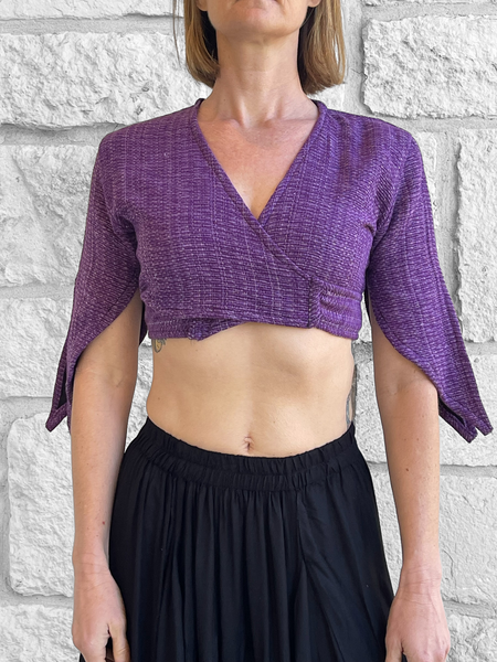 ‘Wrap Around Crop Top' - Patterned Purple