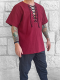 'Freeman' Medieval Viking Shirt - Maroon Red