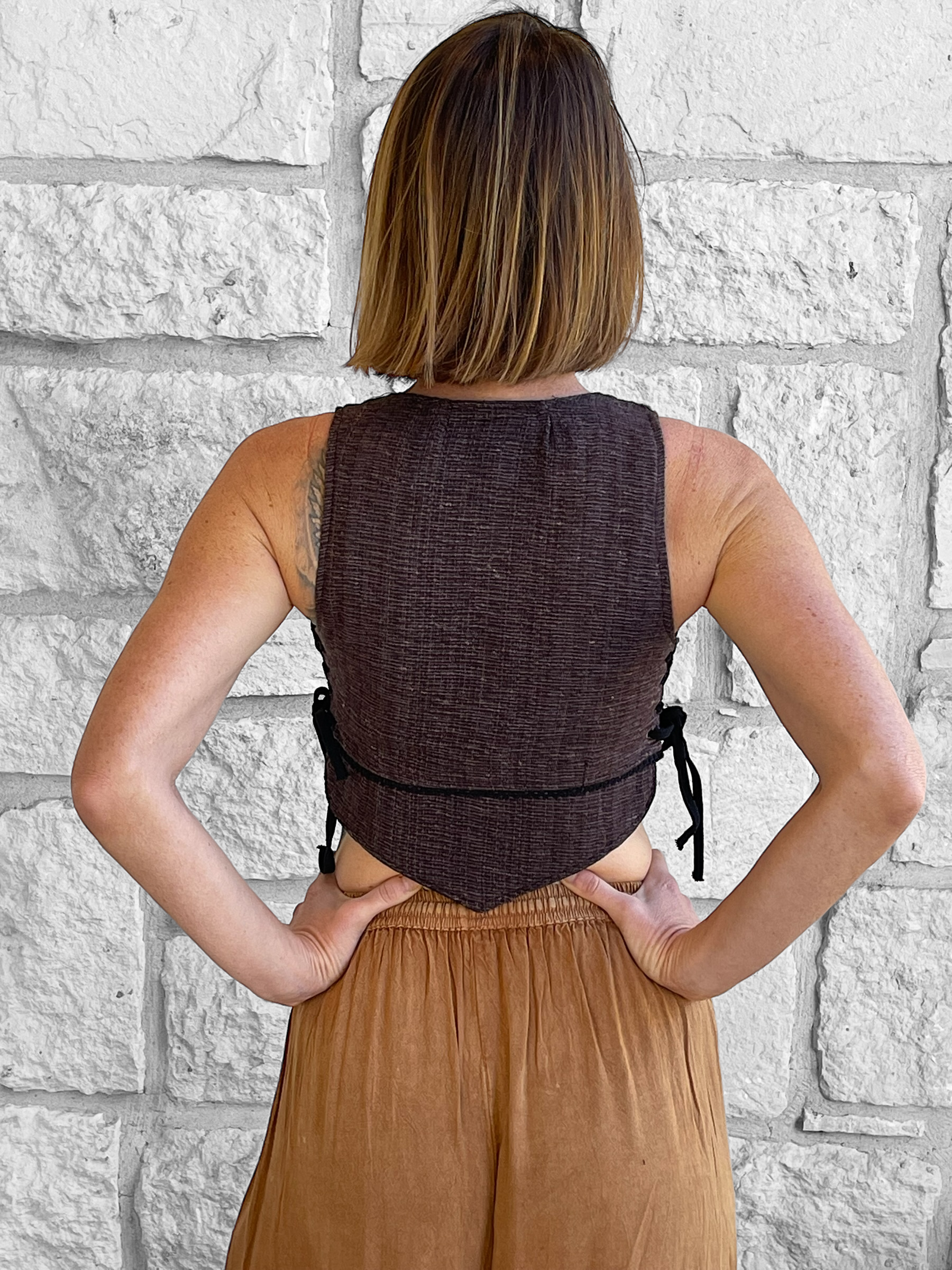 Petal Vest - Raw Cotton Brown