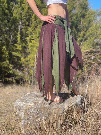 Petal Skirt - Green/Brown